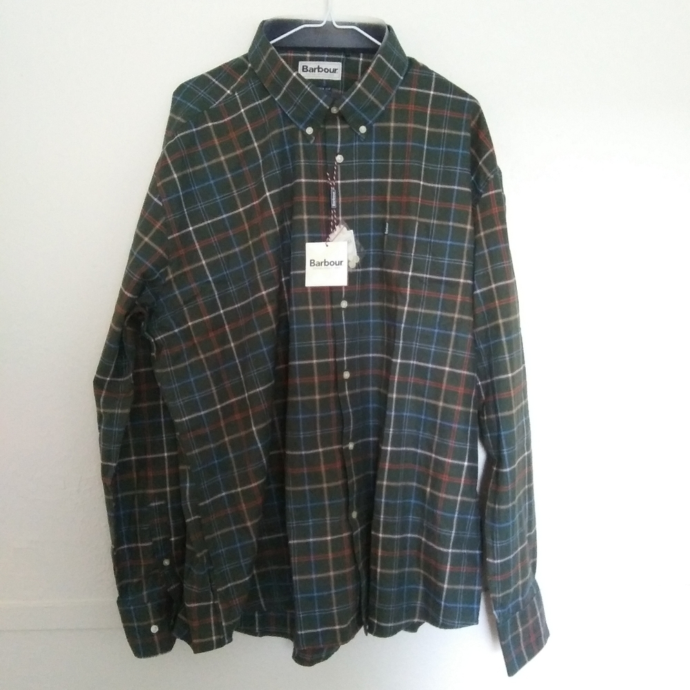 Barbour Ronald Shirt In Forest Green